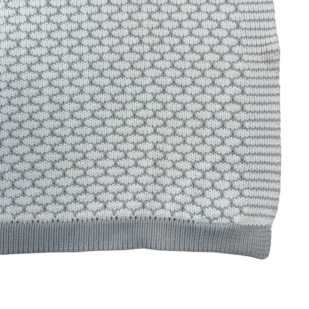 Pottery Barn Kids Knit Honeycomb Baby Blanket Gray‎ White Cotton Blend Nursery